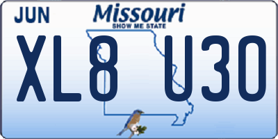 MO license plate XL8U3O
