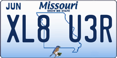 MO license plate XL8U3R