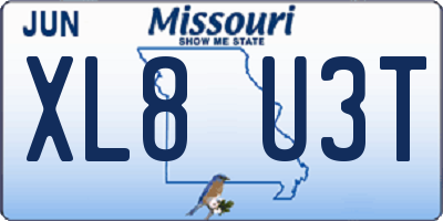 MO license plate XL8U3T