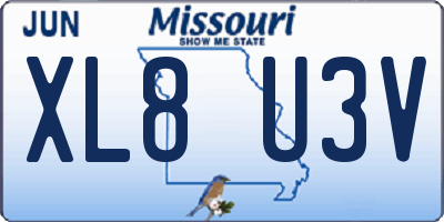 MO license plate XL8U3V