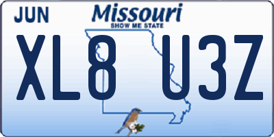 MO license plate XL8U3Z
