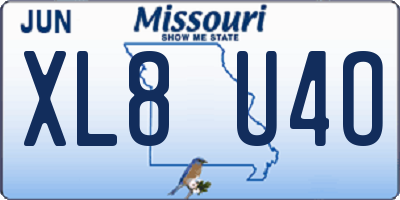 MO license plate XL8U4O