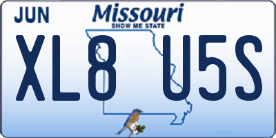 MO license plate XL8U5S