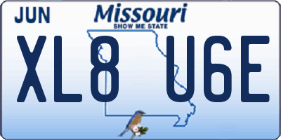 MO license plate XL8U6E