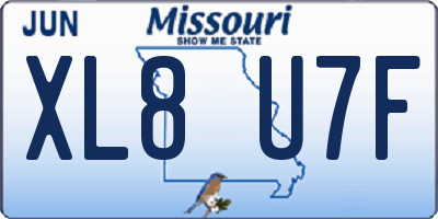 MO license plate XL8U7F