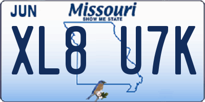 MO license plate XL8U7K