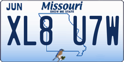 MO license plate XL8U7W