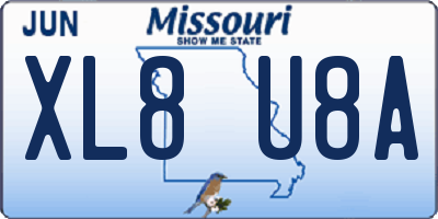 MO license plate XL8U8A