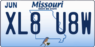 MO license plate XL8U8W
