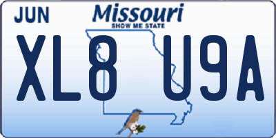 MO license plate XL8U9A