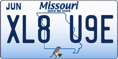 MO license plate XL8U9E