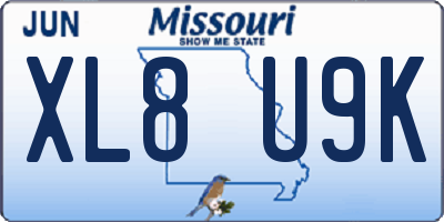 MO license plate XL8U9K