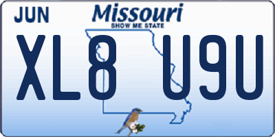 MO license plate XL8U9U