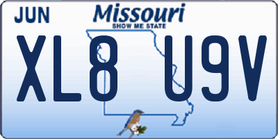 MO license plate XL8U9V