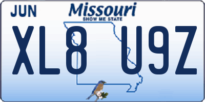MO license plate XL8U9Z