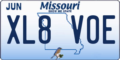 MO license plate XL8V0E