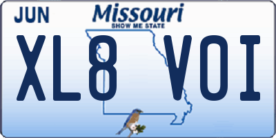 MO license plate XL8V0I