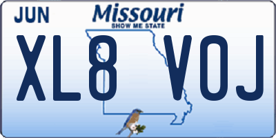 MO license plate XL8V0J