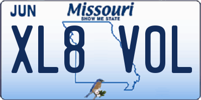 MO license plate XL8V0L