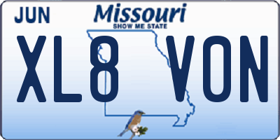 MO license plate XL8V0N