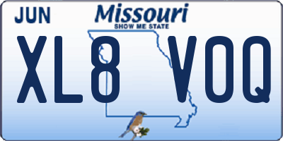 MO license plate XL8V0Q