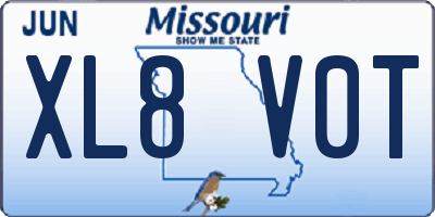 MO license plate XL8V0T
