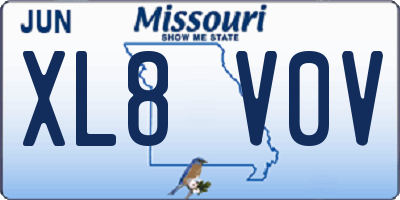 MO license plate XL8V0V