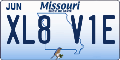 MO license plate XL8V1E