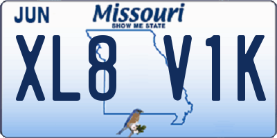 MO license plate XL8V1K