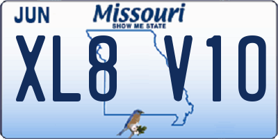 MO license plate XL8V1O