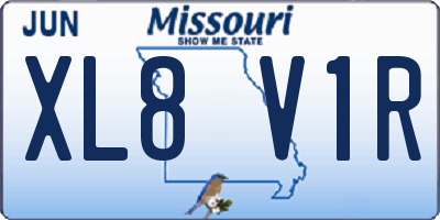 MO license plate XL8V1R