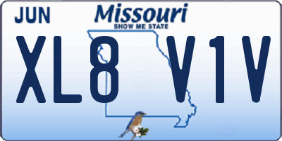 MO license plate XL8V1V