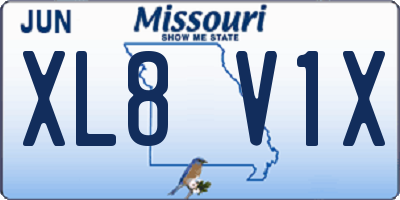 MO license plate XL8V1X