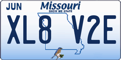 MO license plate XL8V2E