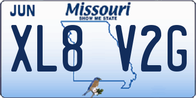 MO license plate XL8V2G