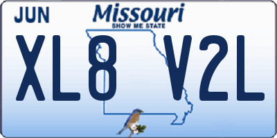 MO license plate XL8V2L