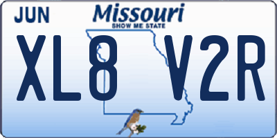MO license plate XL8V2R
