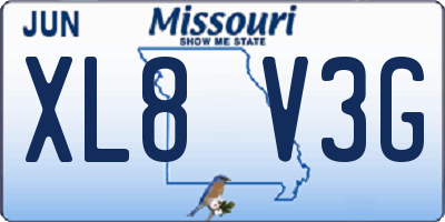 MO license plate XL8V3G