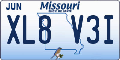 MO license plate XL8V3I