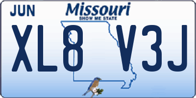 MO license plate XL8V3J