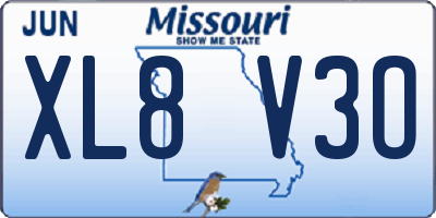 MO license plate XL8V3O