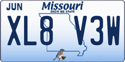 MO license plate XL8V3W