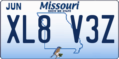 MO license plate XL8V3Z