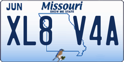 MO license plate XL8V4A
