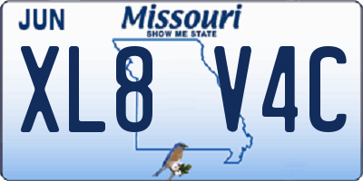 MO license plate XL8V4C