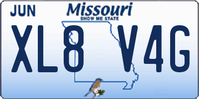 MO license plate XL8V4G