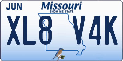 MO license plate XL8V4K