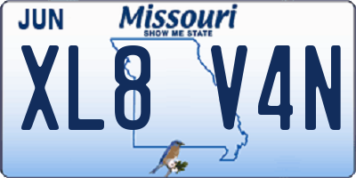 MO license plate XL8V4N