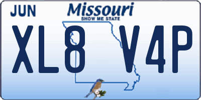 MO license plate XL8V4P