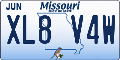 MO license plate XL8V4W